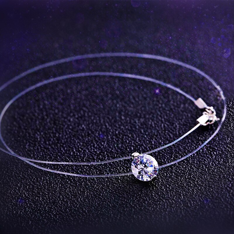 Collar de cristal con colgante de circonita para mujer, Gargantilla brillante, joyería fina,