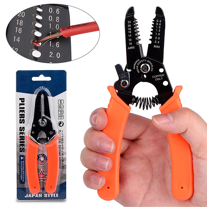 Cortador de cables automático, herramienta de mano para prensar abrazaderas, multifunción, alicates de crimpado electrónicos, Terminal 0,2-6 mm2: Naranja