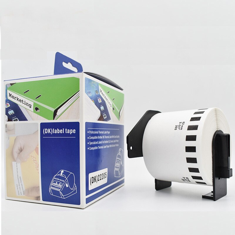 1PC Refill Rolls Thermal Paper DK-22205 Label 62mm*30.48m Continuous Compatible for Brother Label Printer White Paper DK22205