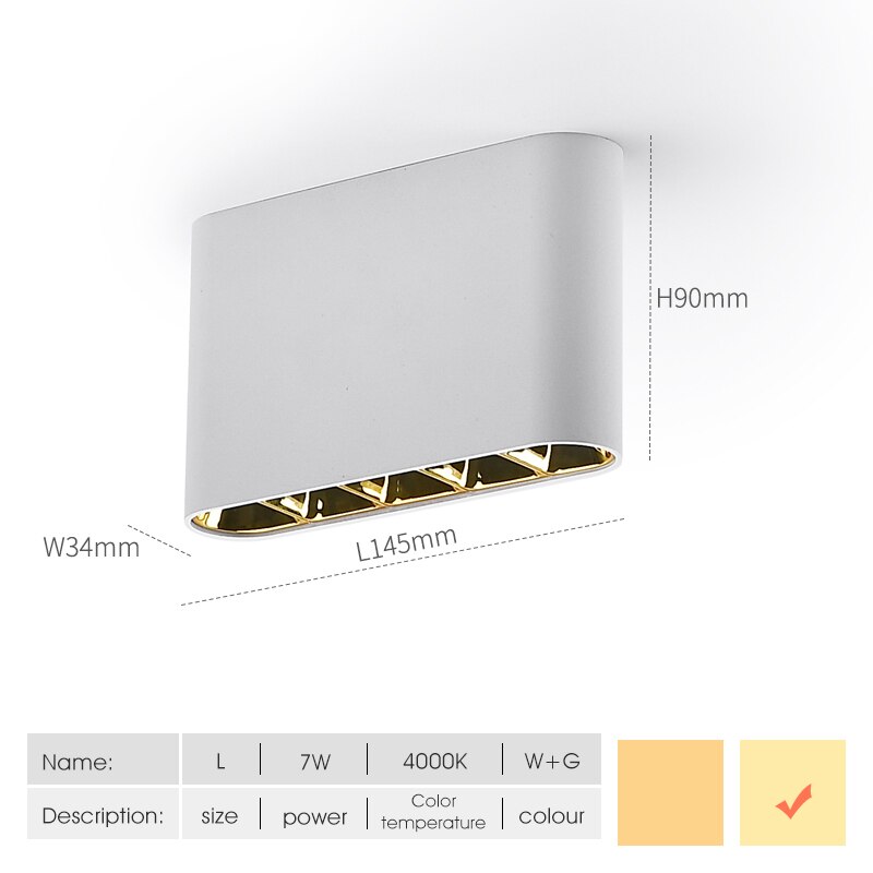 Ceiling lamp Surface Mounted Led Spotlight Free Opening Aisle Corridor Light Living Room Bedroom Background Wall Ceiling Light: White Gold
