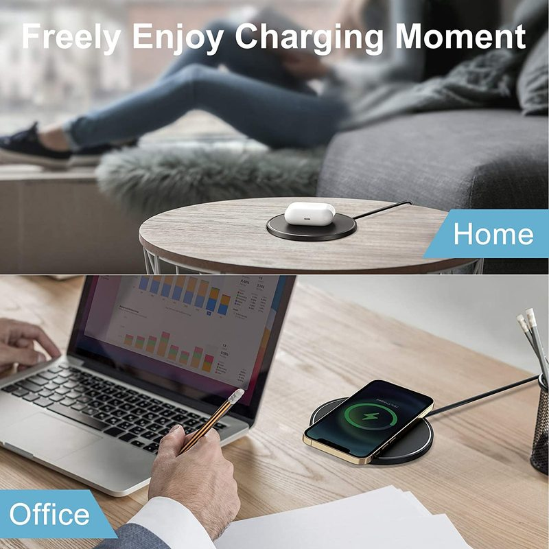 15W QI Desktop Wireless Charger for Apple Iphone12 11 Pro Max Mini Samsung Huawei Xiaomi Google LG Sony Thin Round Fast Charge