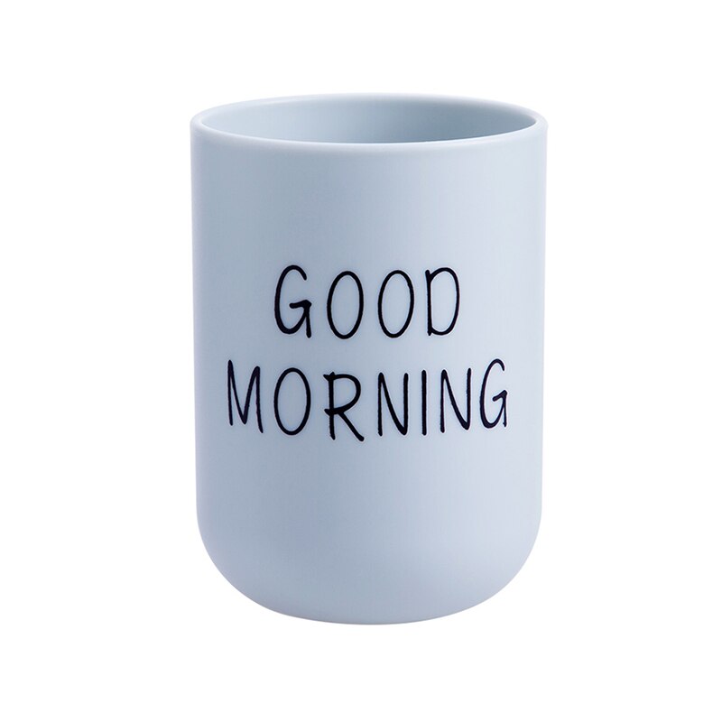 Taza de lavado portátil de estilo nórdico, vaso de baño de plástico redondo, buenos días, soporte para cepillo de dientes, organizador de almacenamiento