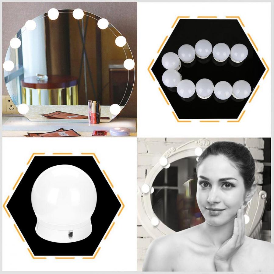 Makeup Mirror 10Pcs LED Makeup Comestic Mirror Light Kit with Dimmable Light Bulb Mirror Light