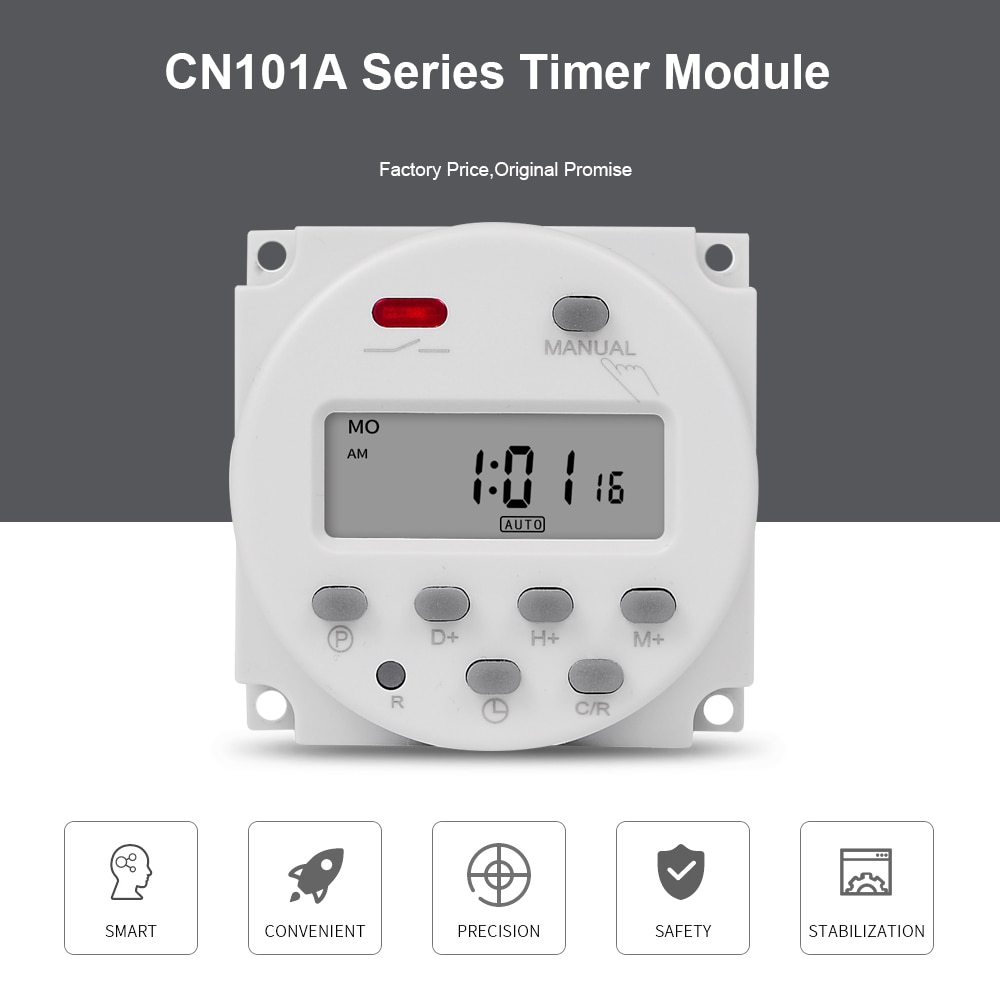 Minuterie numérique CN101A 5V 12V 24V 110V 220V, interrupteur de relais de temps Programmable hebdomadaire de 7 jours, batterie Rechargeable intégrée