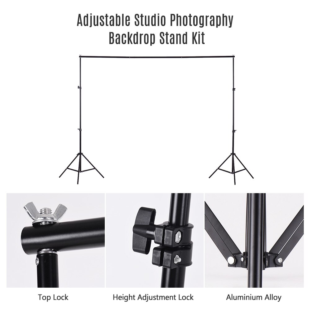 200 * 200cm/78 *78inches Aluminium Alloy Studio Background Backdrop Stand Support System Kit Heavy Duty Photo Video Crossbar Kit