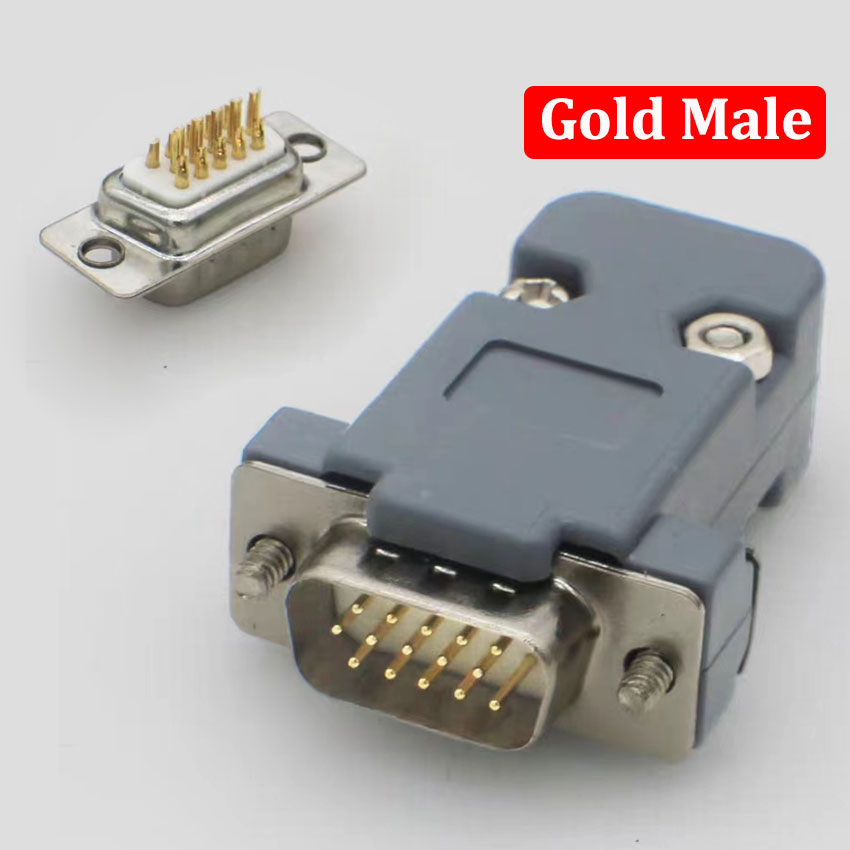 Conector adaptador DB15 de enchufe de soldadura VGA, conector DB15 hembra y macho, puerto D Sub HDB15, enchufe de 3 filas y 15 pines, interfaz de vídeo de ordenador: Marfíl