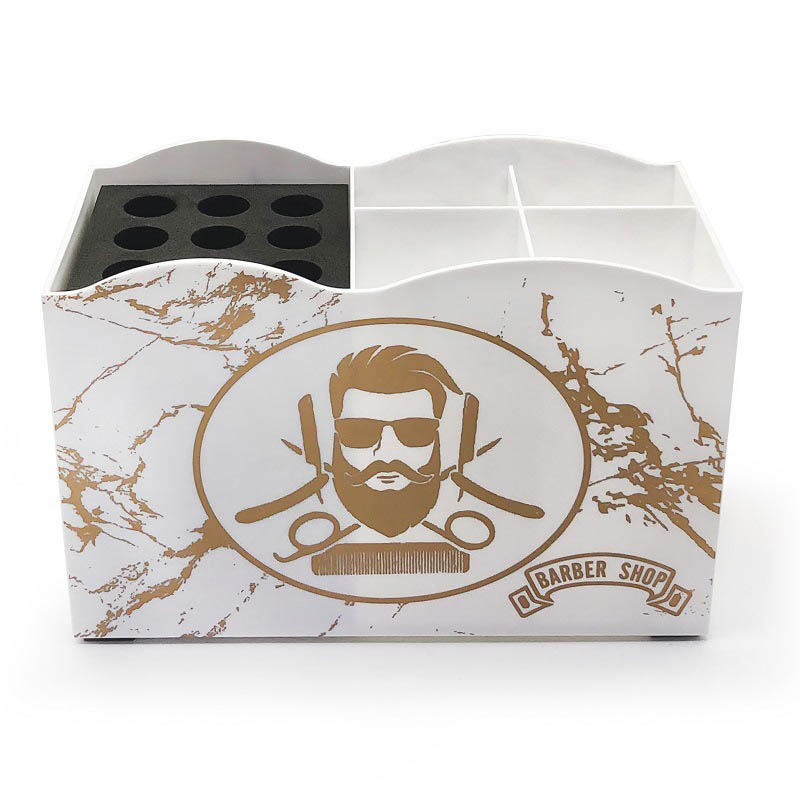 Suministros de peluquería para barbería, caja de almacenamiento para peines, soporte para tijeras, organizador, estante para peluquero, accesorios de salón: Caqui oscuro