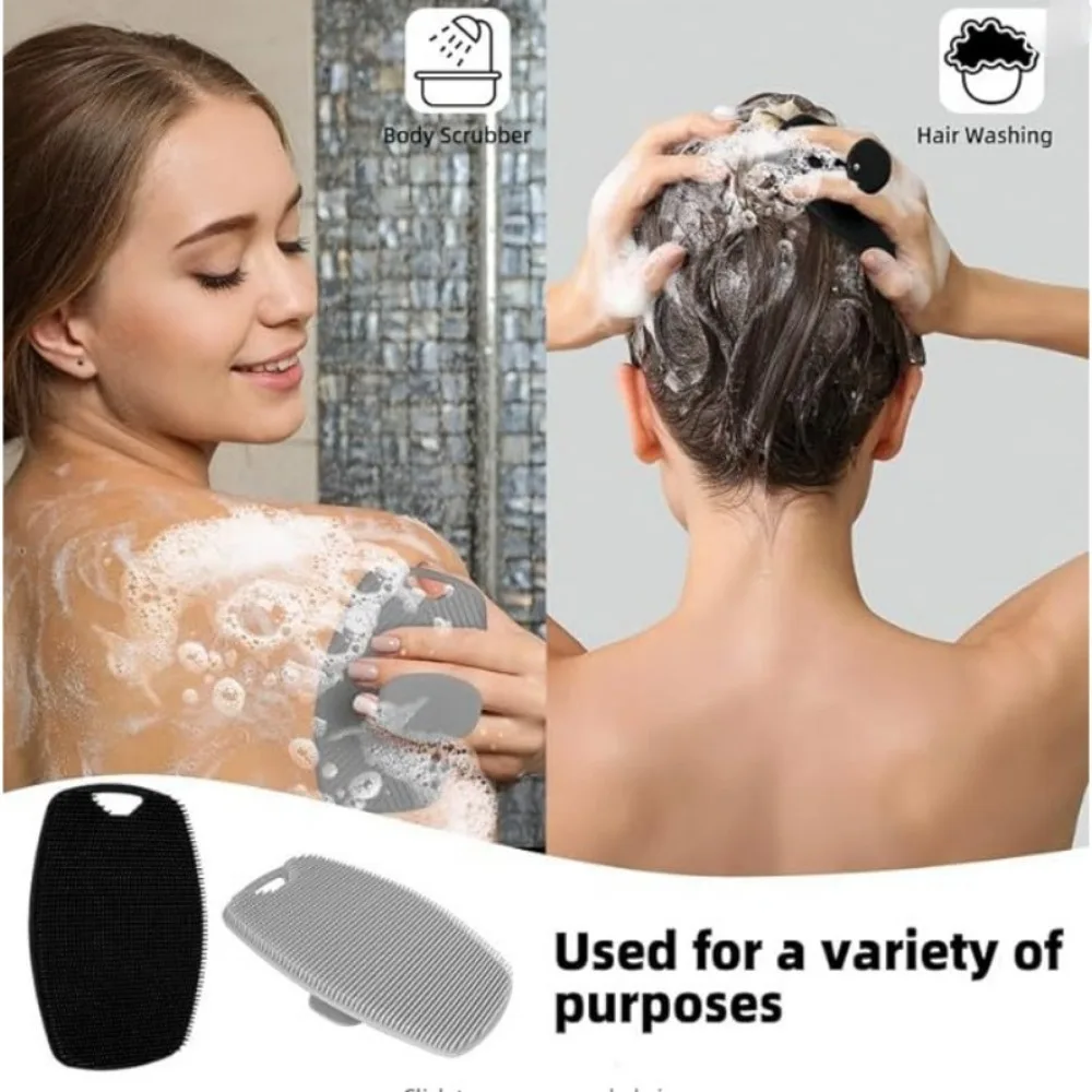 1 cepillo exfoliante de silicona suave, cepillo para frotar la espalda, cepillo limpiador de limpieza corporal, ducha, masaje suave, cepillo de baño, suministros de baño