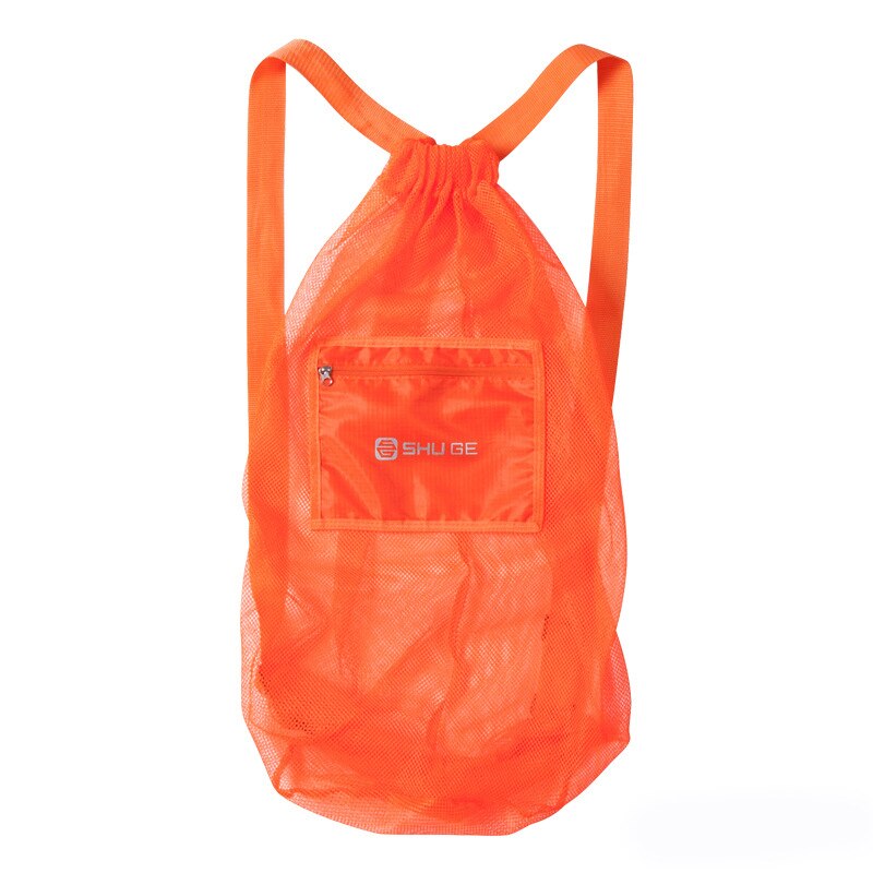Sports Basketball Backpack Drawstring Mesh Bag Drawstring Pocket Outdoor Training Sport Fitness Storage Bag: Orange S