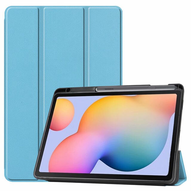 iBuyiWin Soft Silicone Smart Case for Samsung Galaxy Tab S6 Lite 10.4 SM-P610/P615 Tablet Capa Cover With Pencil Holder Funda: Sky Blue