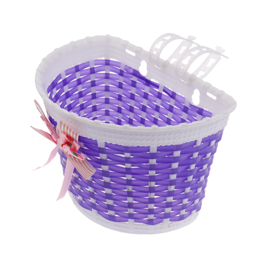 Jenter sykkel foran kurv shopping holder etui + sykkel scooter streamers lilla sykkel tilbehør