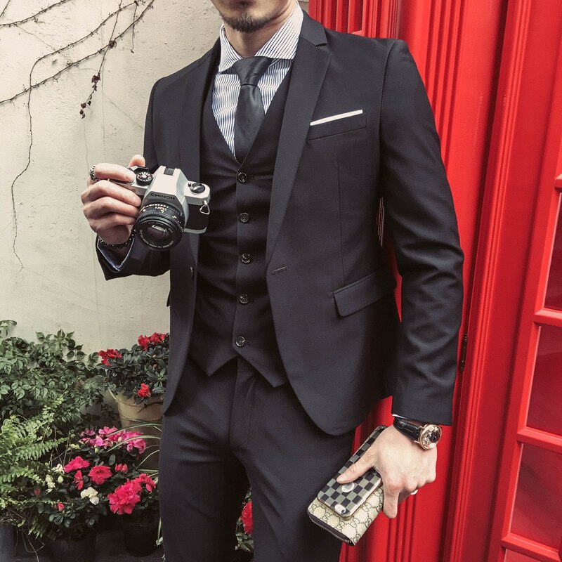 ZOGAA Männer 3 stück anzug lässig Britischen stil Anzug Jacke weste Schlauch drei-stück anzug Blazer hochzeit männer anzug 3 stücke