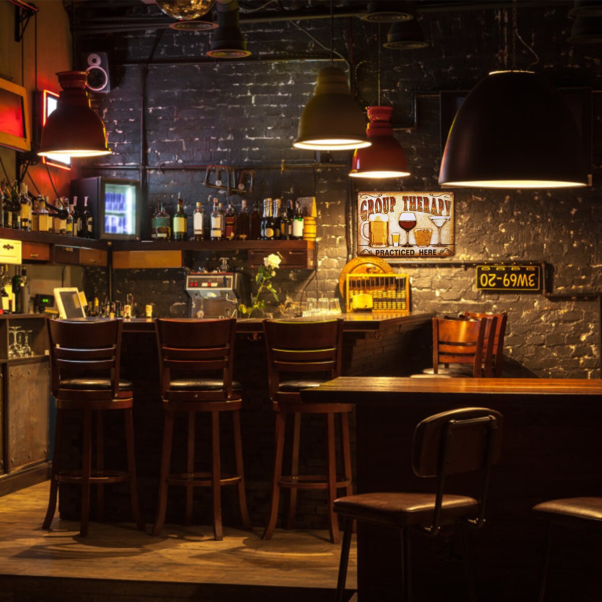 Nuolux "Groep Therapie Beoefend Hier" Vintage Metalen Emaille Muur Teken Plaque Poster Voor Cafe Bar Pub Beer