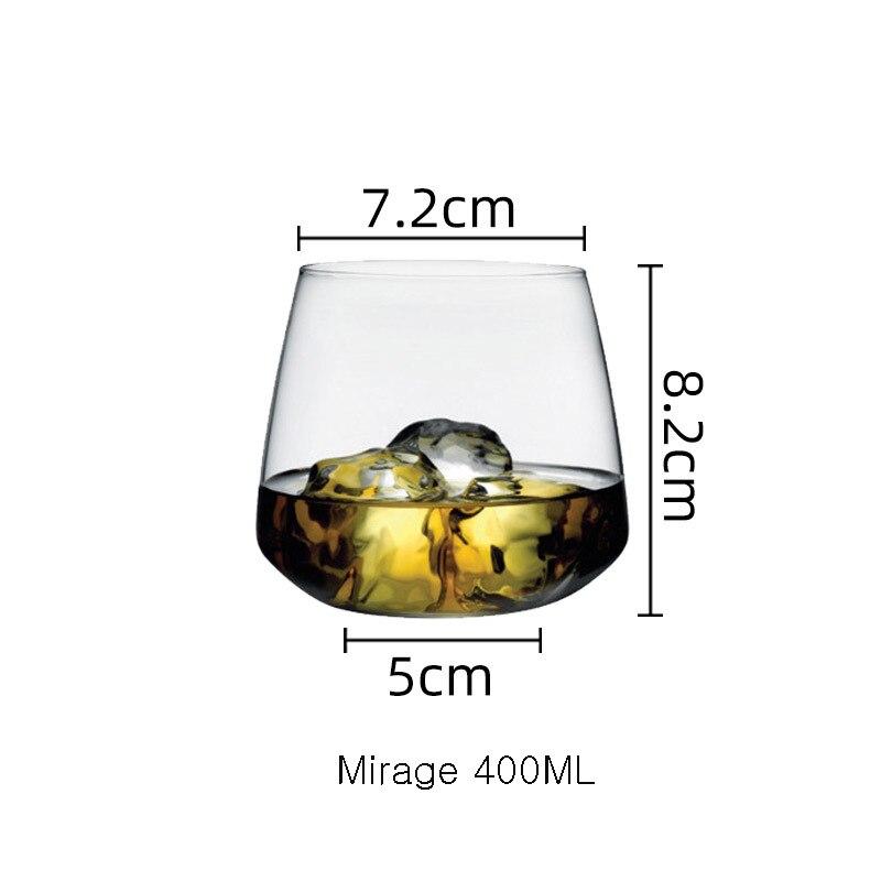 Turkish Lead-free Crystal Whiskey Glass, Home Classical Wine Glass Bar: Mirage 400ML