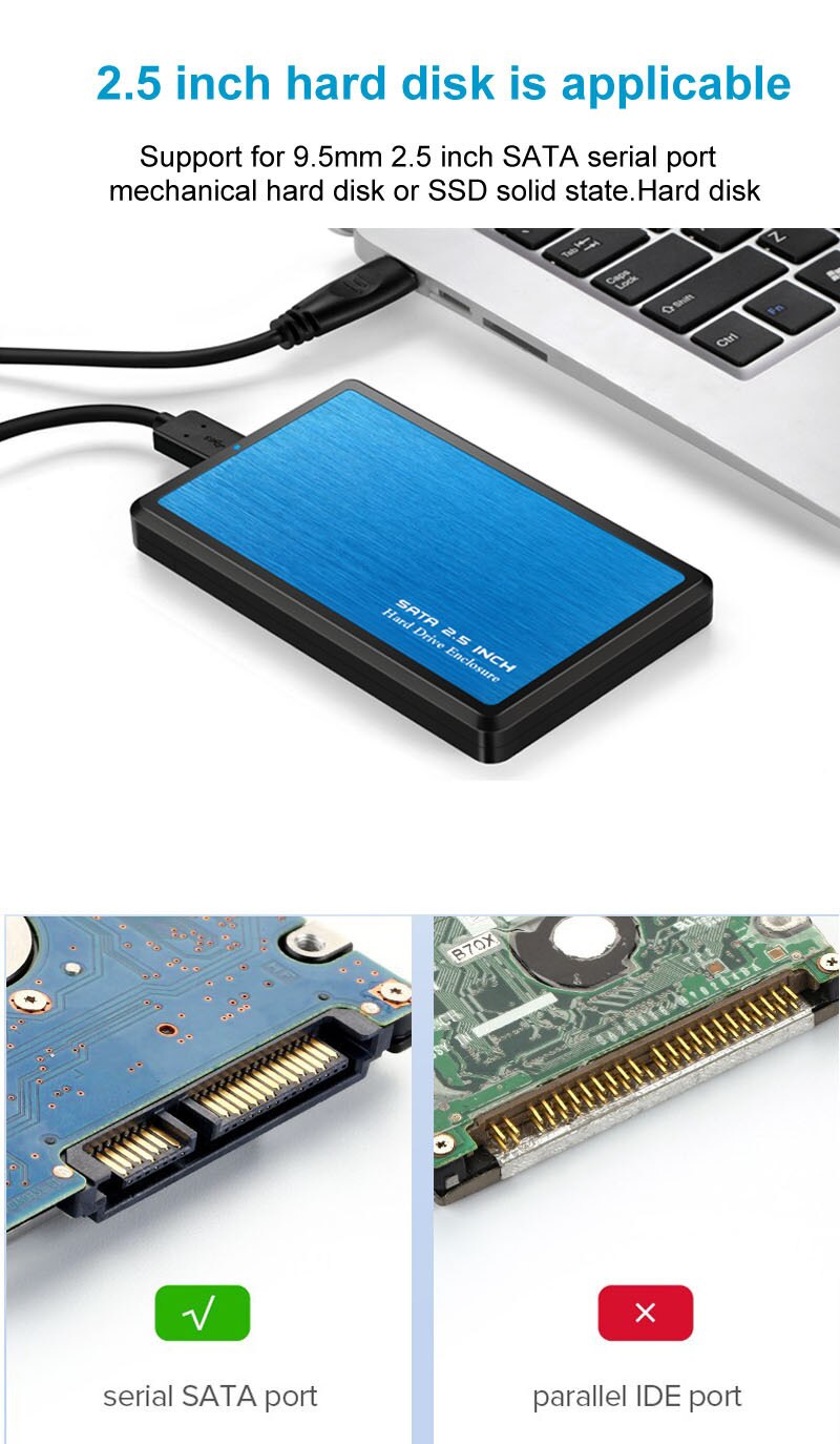 Hannord 2.5inch SATA To USB 3.0 Laptop Hard Disk Box 2.5 Inch Hard Drive Enclosure Solid state Drive Box