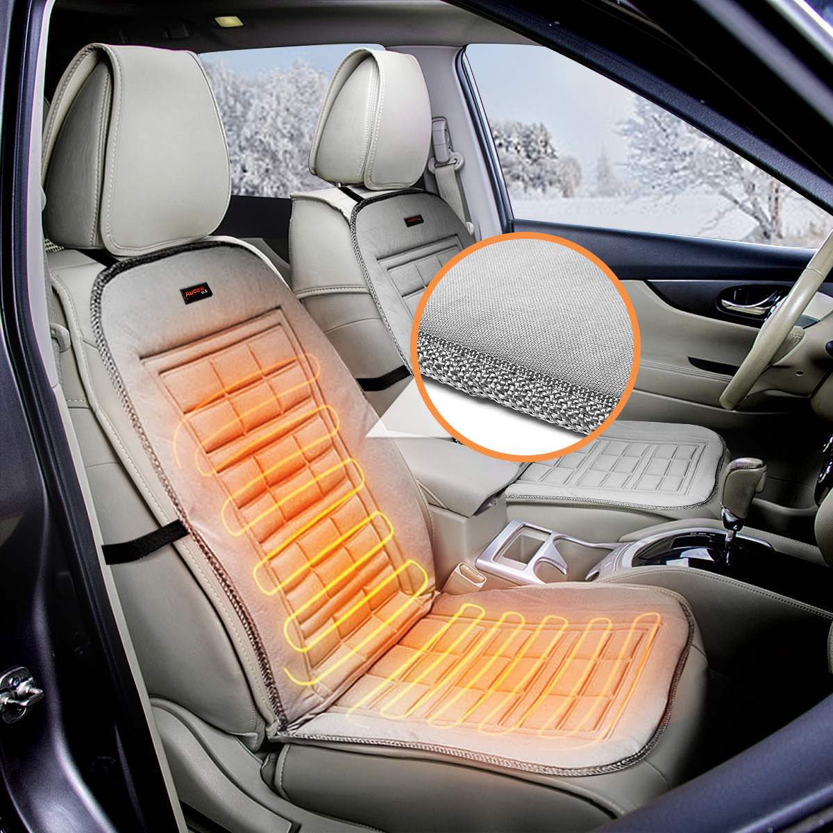 China Fu Flocking Car Five-piece Car Electric Heating Cushion Winter Seat Heater Cigarette Lighter Head