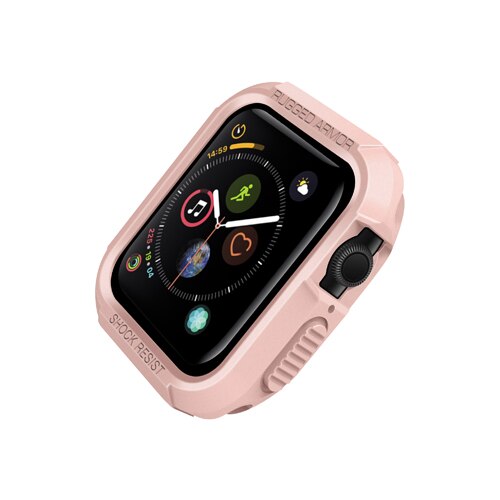 Rugged Armor watch case for Apple Watch series 5 iwatch band 44mm 40mm Variation soft Shockproof Protective cover Accessories: Pink / 44MM Series 5 4