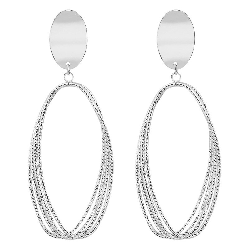 ladies retro classic hoop earrings handmade irregular geometric big pearl earrings wedding party jewelry accessories: silver