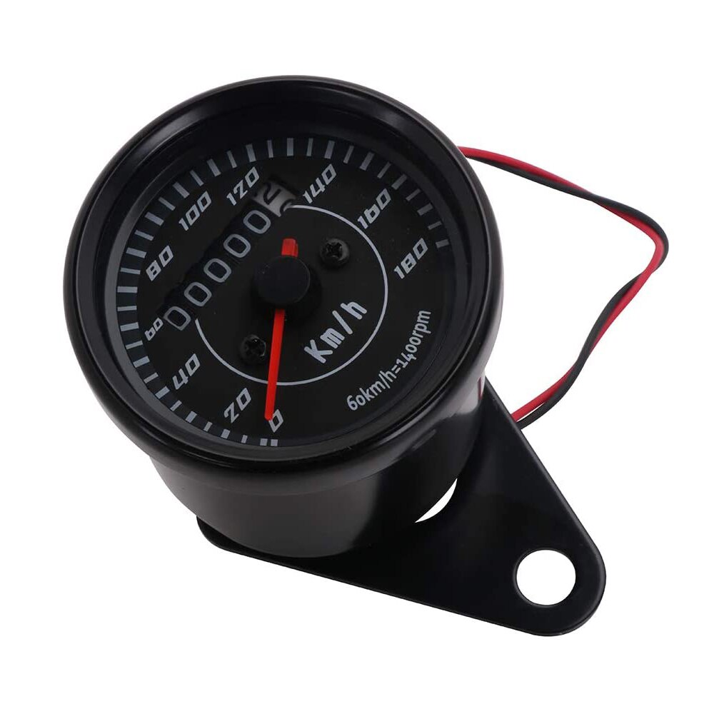 Universele Motorfiets Snelheidsmeter Dubbele Kleur Led Licht Kilometerstand Meter Gauge Mijl Voor Cafe Racer Motor: BLACK