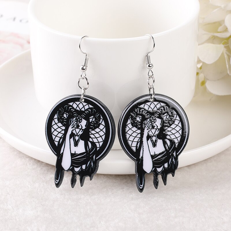 1Pair Wicca Witch Dead Moth Girl Dangle Earrings Acrylic Pagan Earring for Women Birthday: BRONZE
