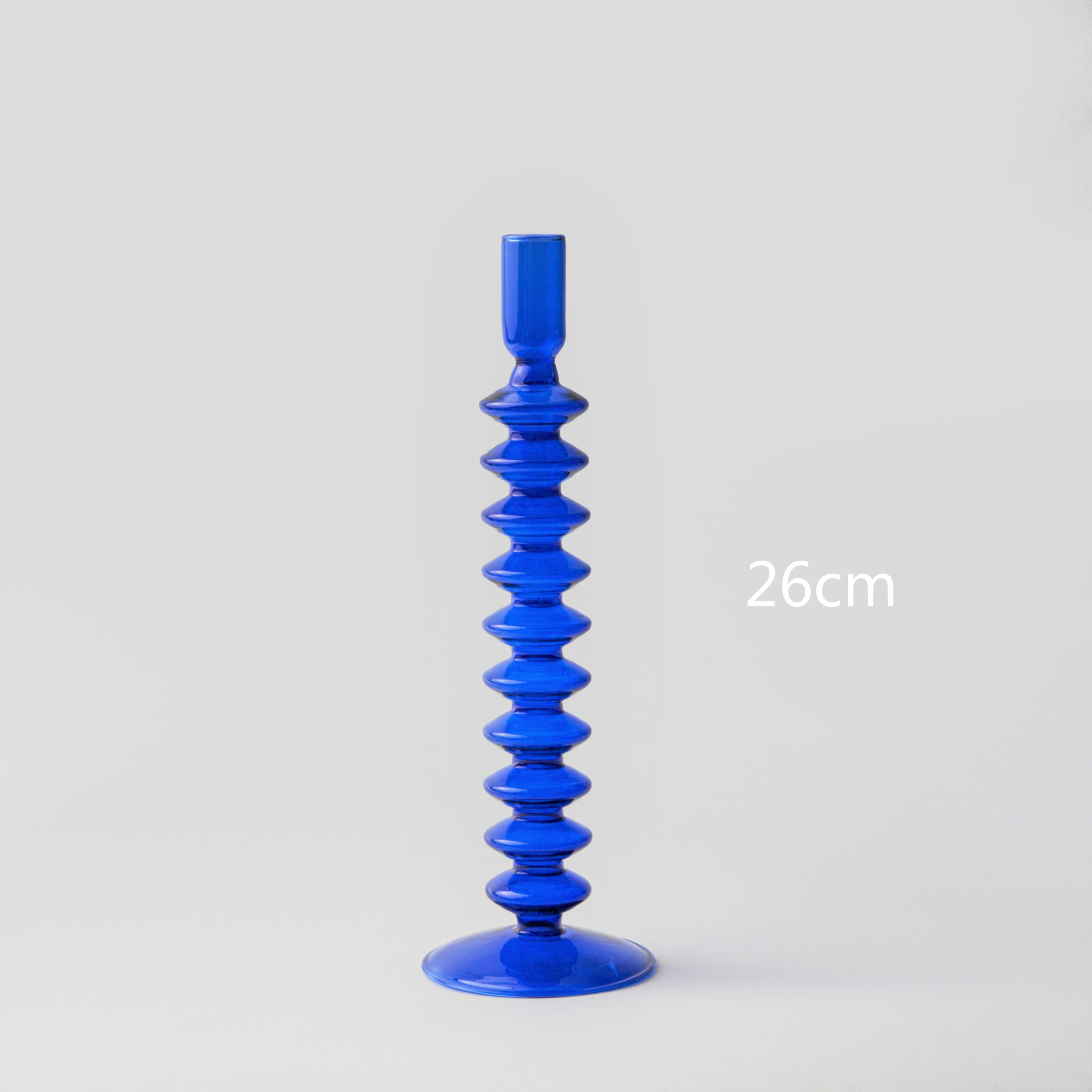 Blue Glass Candle Holder Candlesticks for Wedding Birthday Home Decoration Morden Decorative Glass: Blue String