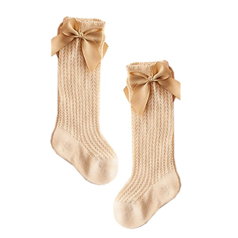 Chaussettes à nœud papillon pour bébé fille, en coton, mignonnes, hautes, en maille, pour enfants de 0 à 2 ans, collection printemps et été: Y