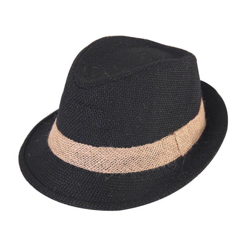 Baby Strohoed Lente Zomer Elegante Jazz Cap Zonneklep Strand Hoeden Kids Outdoor Caps Voor Jongens Meisjes 1-3 jaar Oude Kinderen Hoeden: Black / Kids (50-52cm)