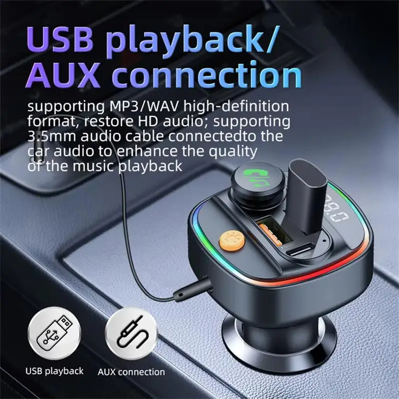 Xiaomi-transmisor FM Bluetooth 5,3, modulador de Radio auxiliar manos libres para coche, reproductor MP3 con adaptador de carga rápida, accesorios para automóvil