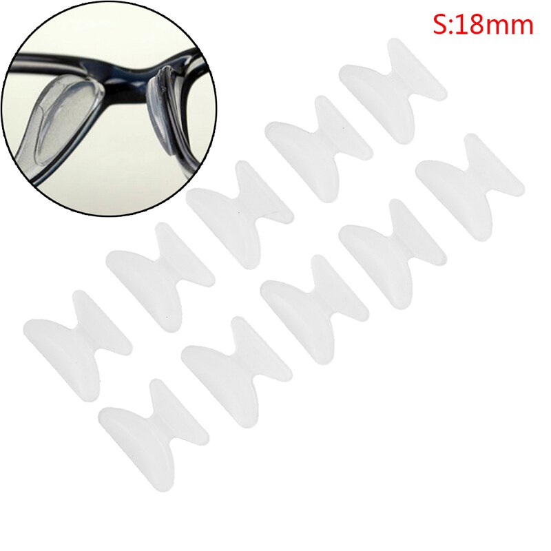 5Pairs/10Pcs Luchtkamer Siliconen Neus Pads Voor Bril Zwart Wit Anti-Slip Neus Pads Zachte eye Care Tools Voor Brillen: 18mm Transparent