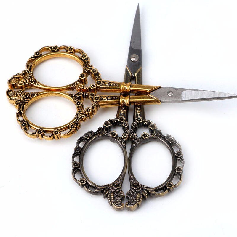 Tijeras florales Vintage europeas de acero inoxidable, papelería para costura, suministros de corte, tijeras de costura, herramientas de bricolaje, C26, 1 ud.