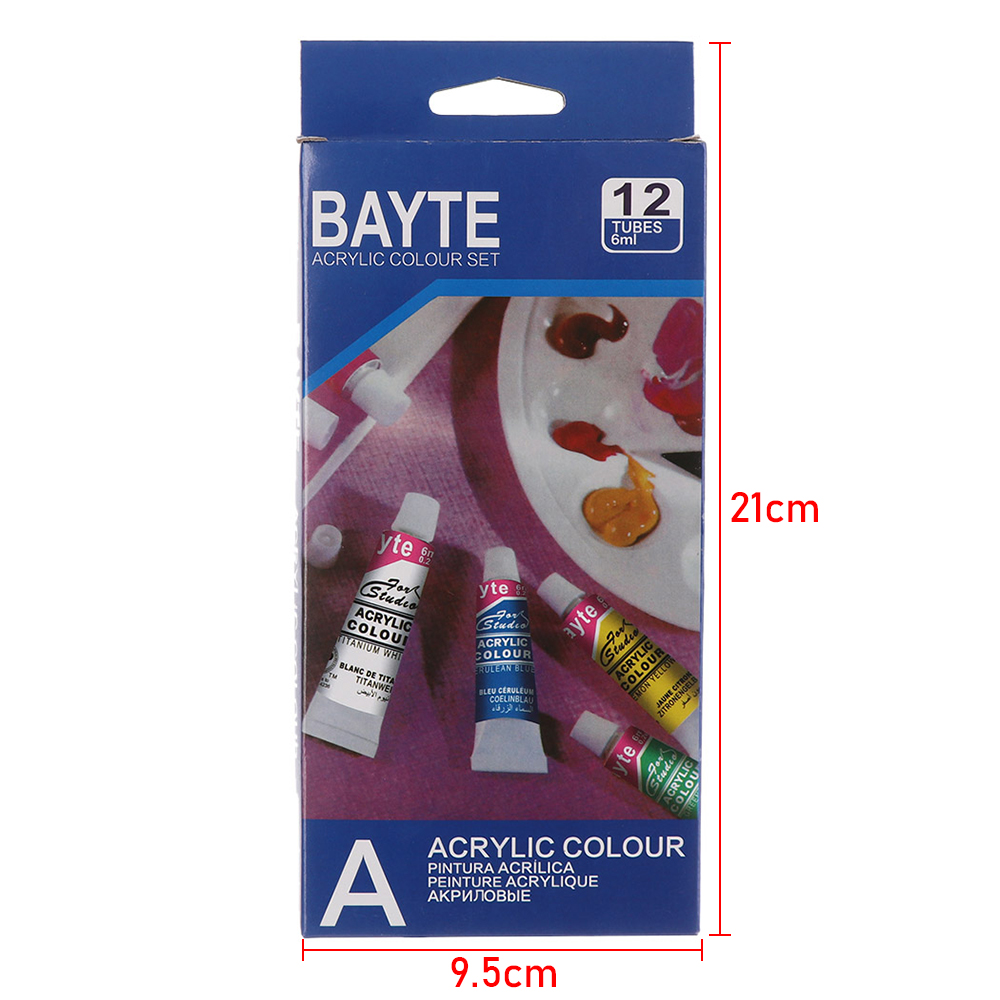 12 Kleuren Professionele Acryl Pigment Aquarel Verf Set Met Borstel Kunst Levert Voor Handgeschilderde Olieverf Baby