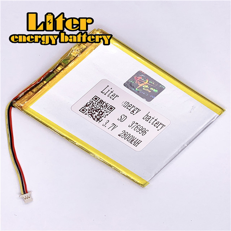1.0 MM 3pin connector 376996 2800 mah 3.7 V platte oplaadbare pure 3.7 v lipo batterij lithium Tablet PC Batterij