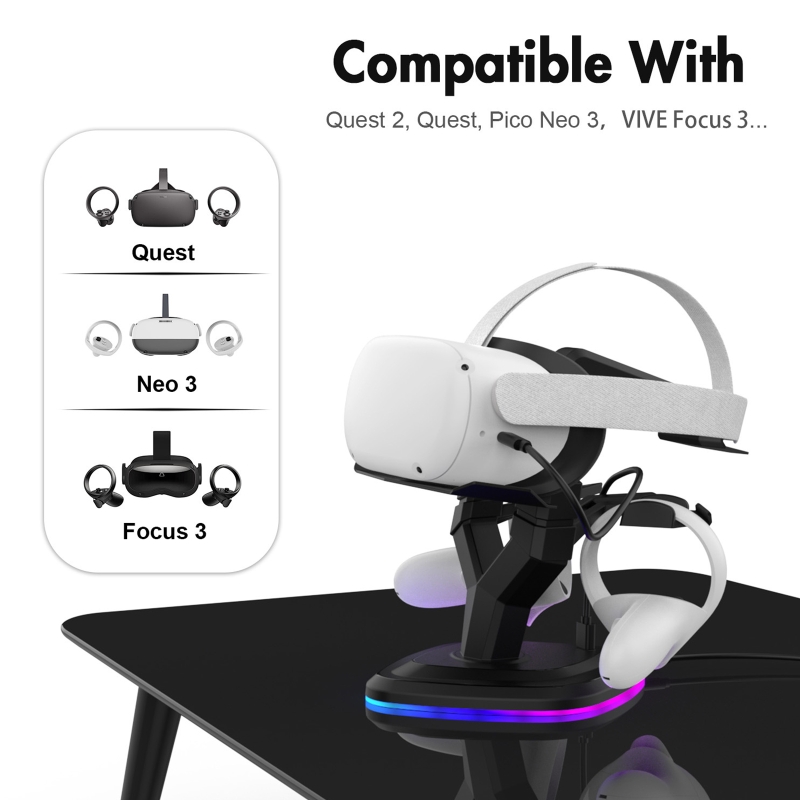 K3nb rgb-farbige ladestationen für quest 5.0v dc 3.0a 2/ pico neo 3 und helme – freisprech-ladebasis