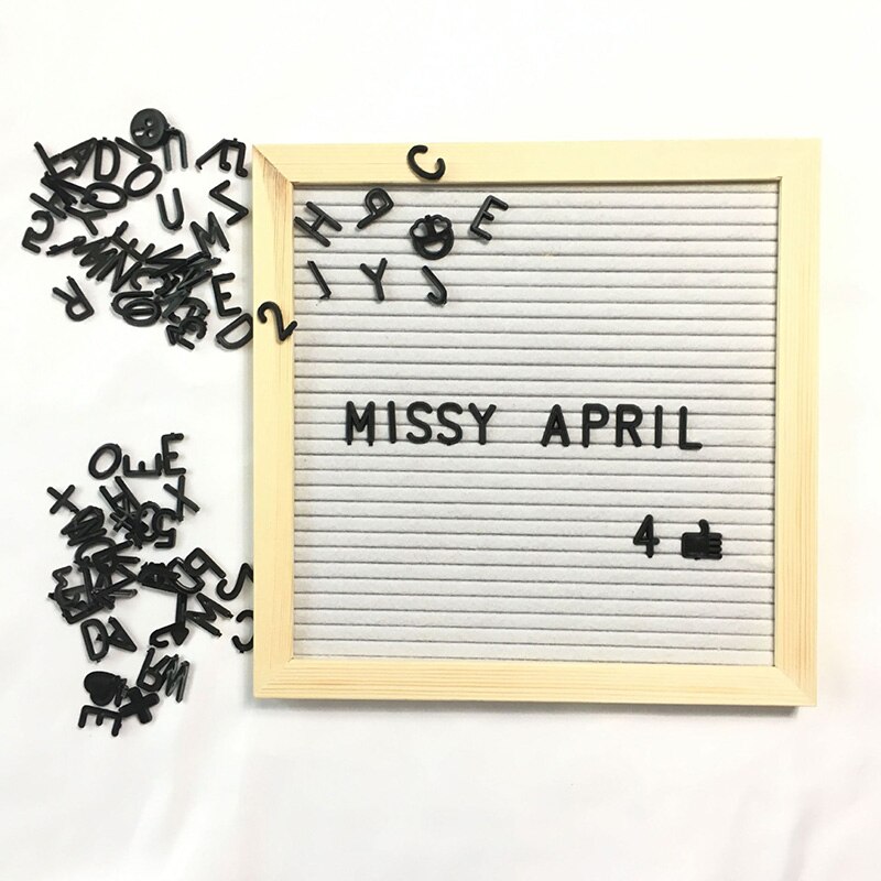 Felt Letter Board Wooden Frame Changeable Symbols Numbers Characters Message Boards for Home Office HY99: White