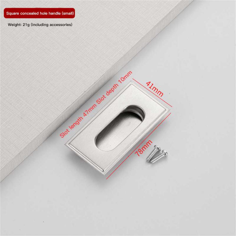 Manijas de puerta de aleación de Zinc, cubierta empotrada al ras, manija de gabinete de suelo, manija de muebles negra plateada, accesorios para el hogar: Negro