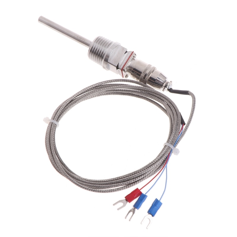 RTD Pt100 Temperature Sensor Probe L 5cm 1/2" NPT Thread w/ Detachable Connector #0616