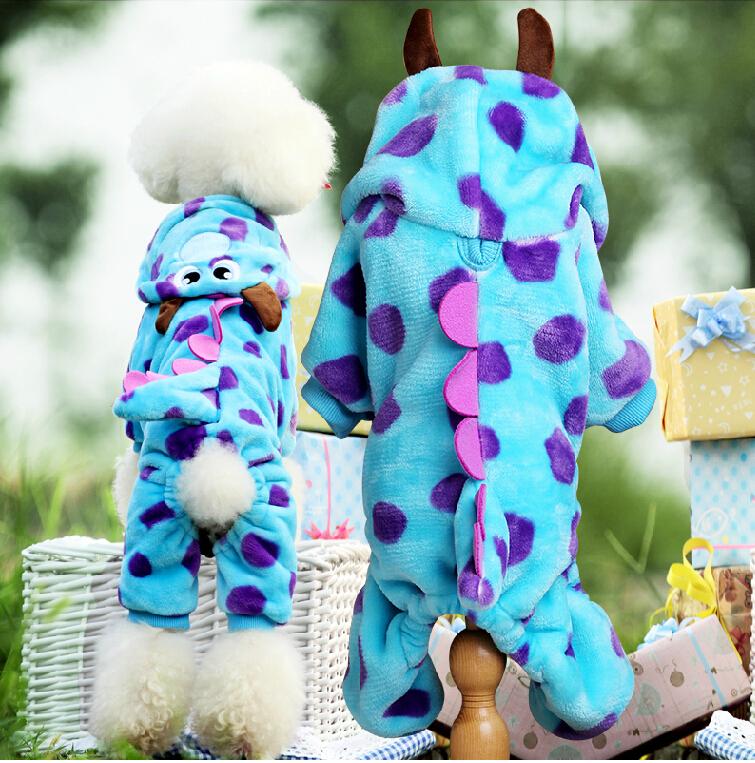 Blauw Halloween Kleding Voor Honden Carton Pet Hond Jumpsuit Fleece Pet Overalls Kleine Hond Huisdier Kleding Xxs Xs S M L