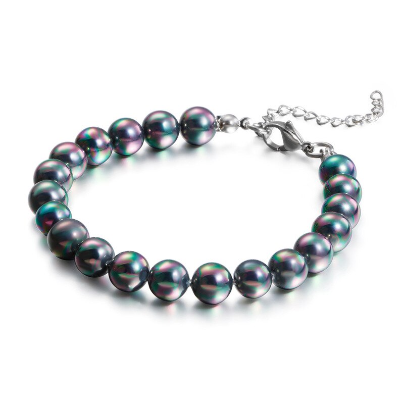 Balls Bracelets Silver Color Stainless Steel Resin Beaded Bracelets Pulseras Jewelry