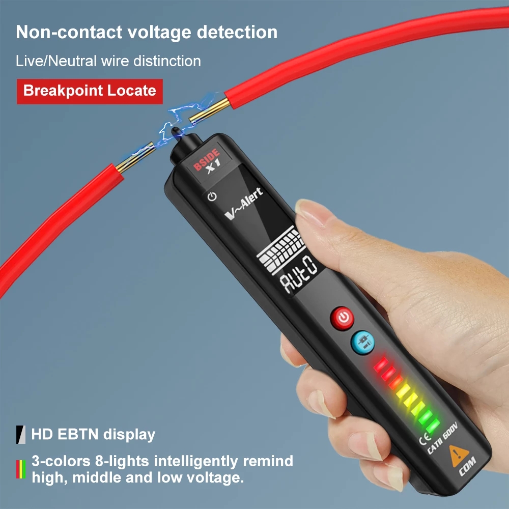 BSIDE X1/X2 Upgraded Voltage Tester, Color LCD 3-Result Display Voltage Detector with Infrared Thermometer for BBQ with EVA Case
