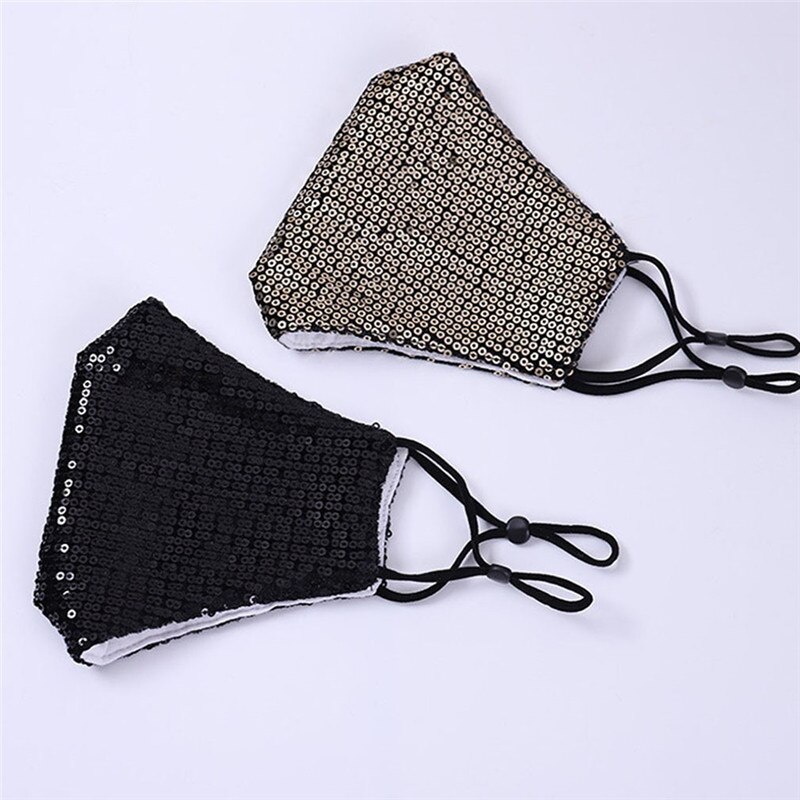 Cubiertas faciales de lentejuelas Unisex, cubierta lavable reutilizable, transpirable, a prueba de polvo, suministros de protección al aire libre