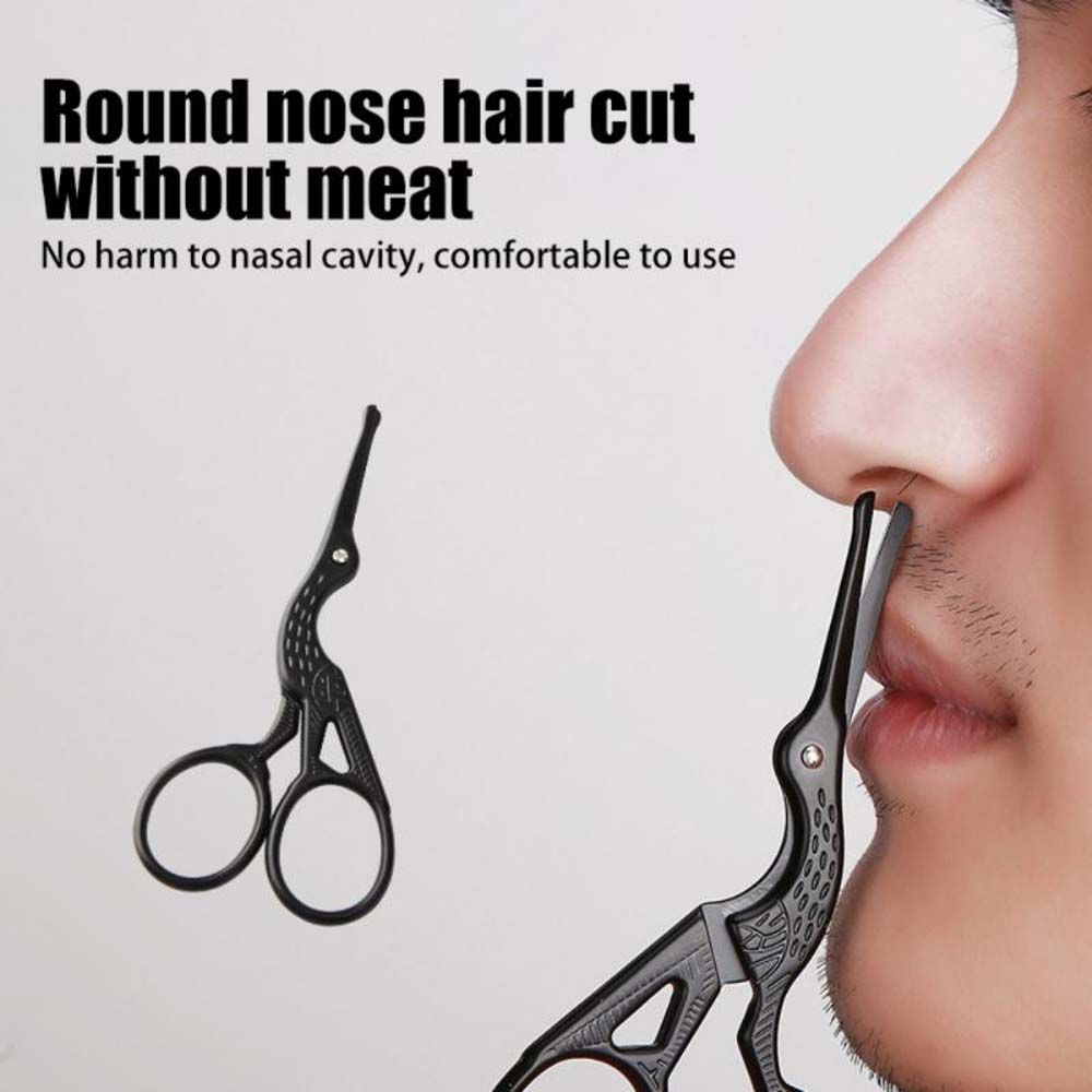 Crane Pattern Nose Hair Scissors Lightweight Stainless Steel Nose Hair Trimmers Beauty Scissors Face Hair Removal Tools