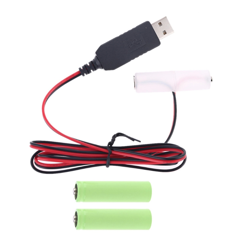 Battery Eliminator USB Power Supply Cable Replace 1.5V AA Battery For Radio Electric Toy Clock LED Strip Light Calculator: GRAY