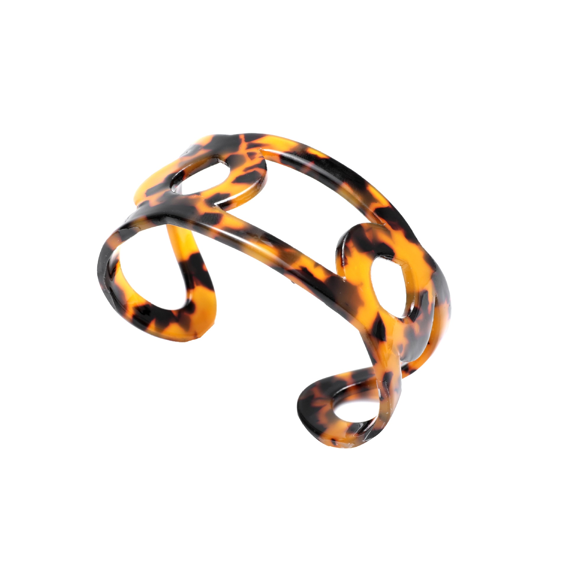 Tortoiseshell Open Cuff Bracelets For Women Hollow Round Leopard Resin Bangles Femme Simple Jewelry