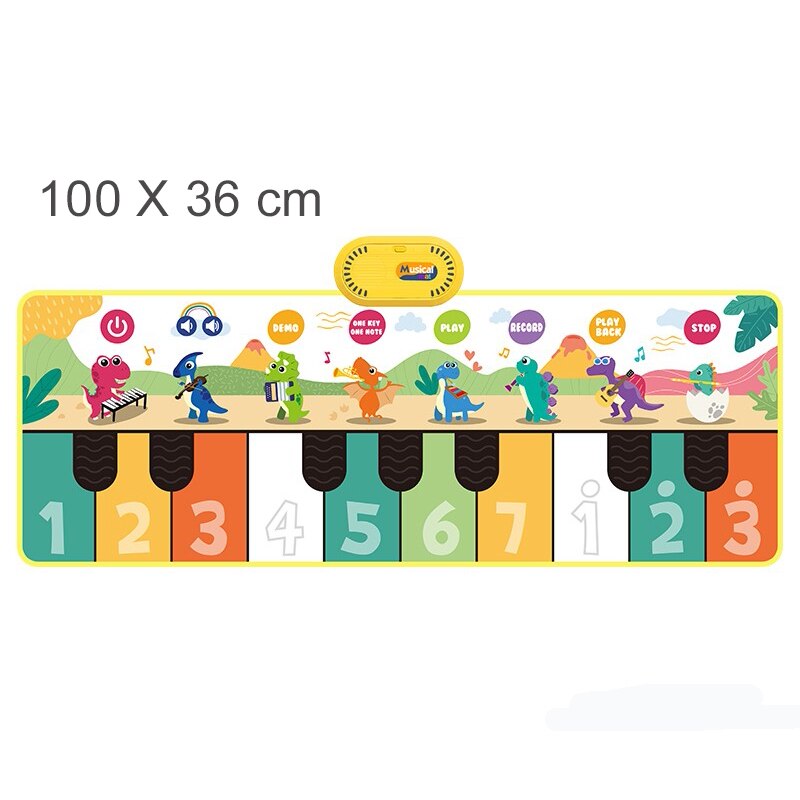 7 stili tappetino musicale per bambini di grandi dimensioni giocattoli per pianoforte giocattolo per bambini musica da gioco tappetino per bambini educazione precoce apprendimento regali per bambini: J 100x36cm