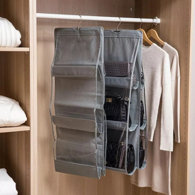 Support de rangement pour sac à main, organisateur peu encombrant, étagère transparente, collection de sacs, armoire, Cisco, confronse, 8 poches