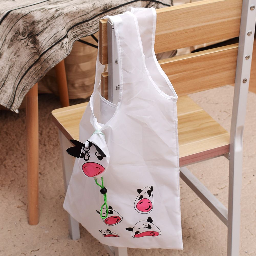 Witte koe waterdichte opvouwbare boodschappentas eco opvouwbare herbruikbare handtas 1 pc