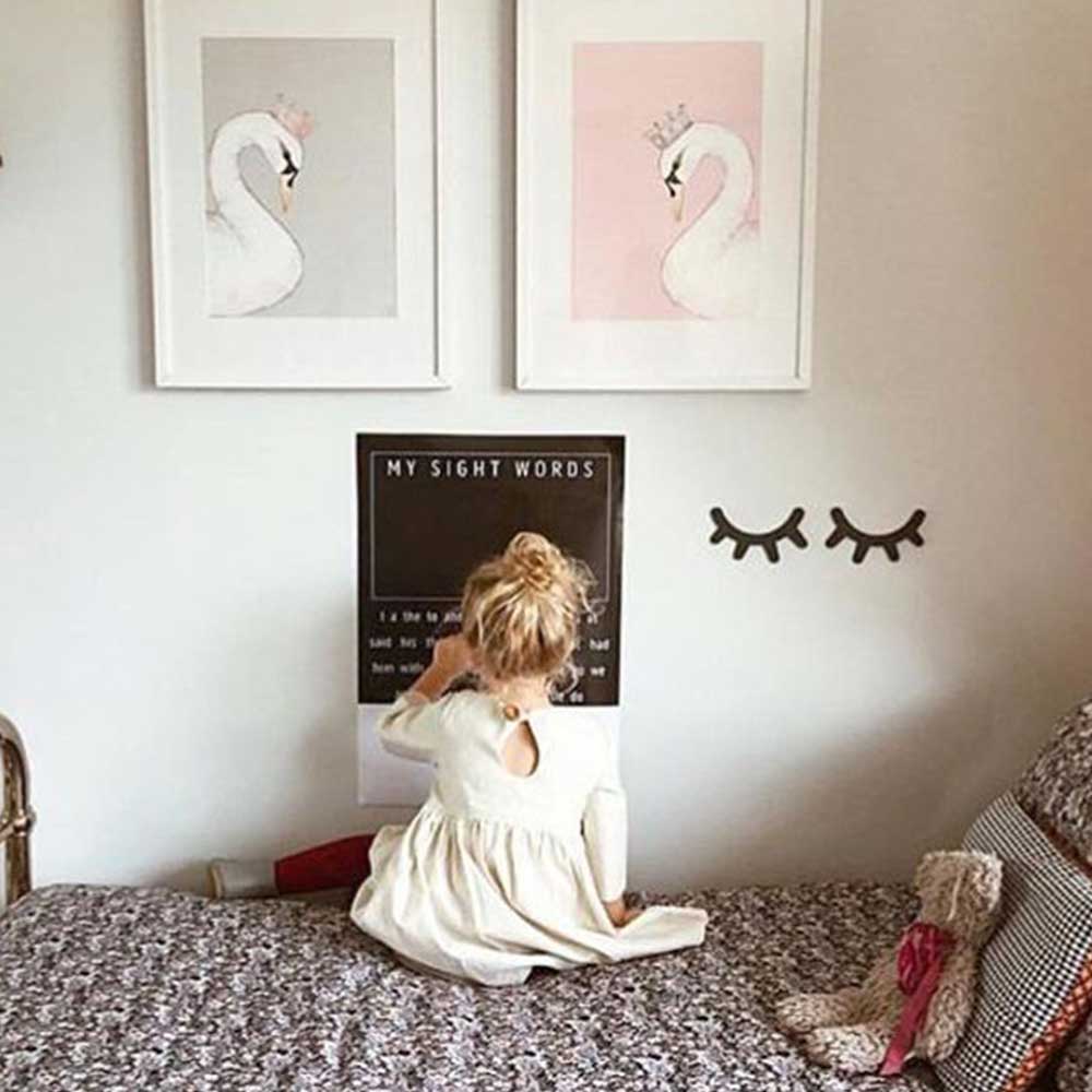 Baby Bed Bumper Ins Style Wooden Eyelashes Wall Sticker Baby Room Decor Photography Props Cartoon 5 Colors