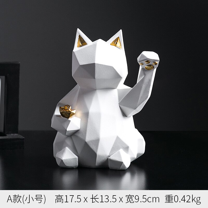 Noord-europa Eenvoudige Lucky Cat Hars Dier Ornamenten Woonkamer Veranda Shop Ornamenten Zachte Decoratie Proces: T1