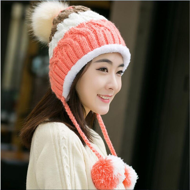 Bingyuanhaoxuan ompelemalla neulottu hattu naisille sekoitettu pallo riippupallo talvilippikset tytöille paksut puuvillahatut aikuisten syyshattu
