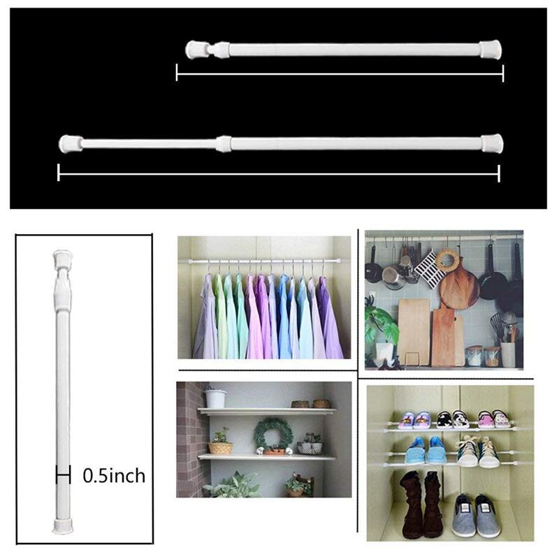 6 Pack Tension Rods, Adjustable Spring Steel Cupboard Bars Rod Curtain Rods, Extendable